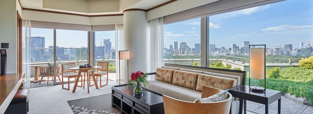 Luxurious Chiyoda Suite at Palace Hotel Tokyo, featuring elegant contemporary design, panoramic city views, and sophisticated neutral color palette